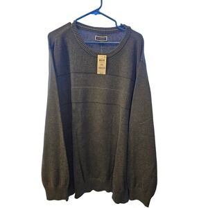 Club Room Mens Crewneck Sweater Charcoal Heather Textured Stripe 3XL 100108163MN